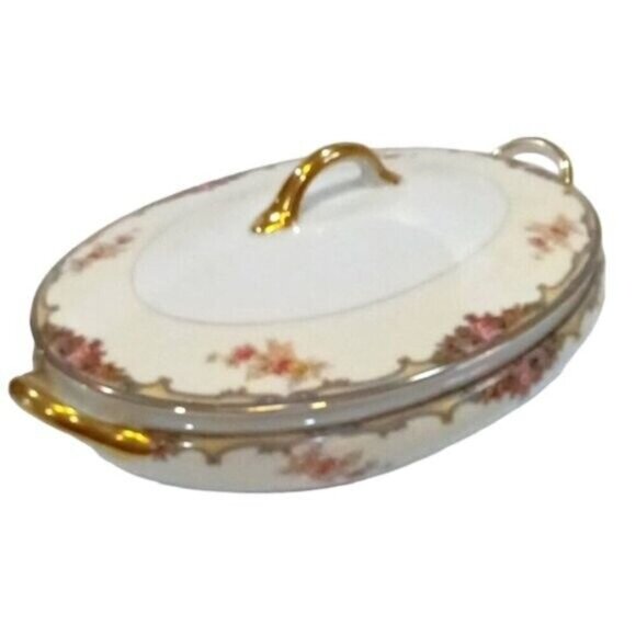 Vintage Noritake OXFORD Covered Oval Vegetable Serving Dish with Gold Trim - Picture 2 of 11